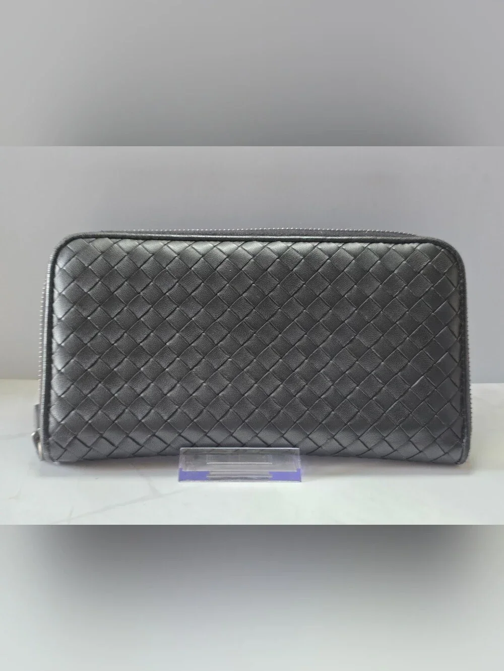 Bottega Veneta Black Intrecciato Zip Around Wallet